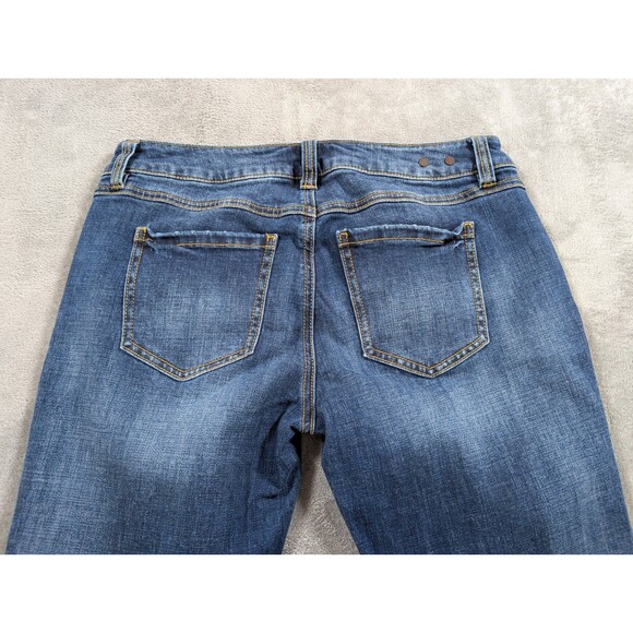 CAbi Slim Boyfriend Jeans Womens 4 Distressed Patch Stretch Blue Denim Casual - Picture 3 of 12